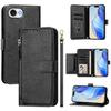Wallet Phone Case for iPhone 16e with Zipper Card Holder, Detachable Strap, Kickstand, Magnetic Closure