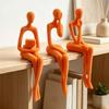 Sada 3 kusů minimalistických abstraktních soch sedícího člověka Dlouhonohý Ručně vyráběný Okrajový Sitter Myslící Figurka 3D Tištěná Plastová Dekorace