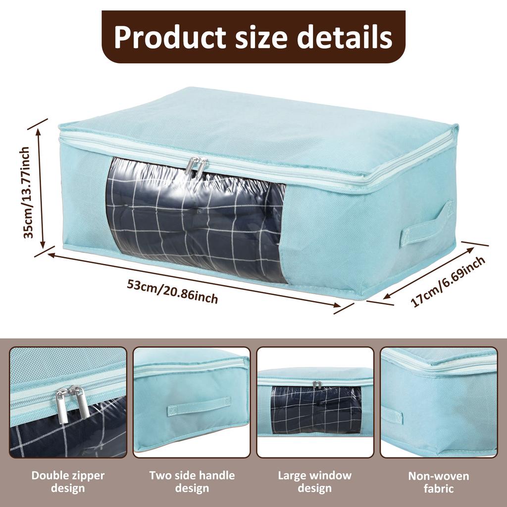 Foldable Clothes Storage Bag Large Nonwoven Clothing Organizer Bag Pillow Quilt Blanket Bag with Visible Window Home Organizer