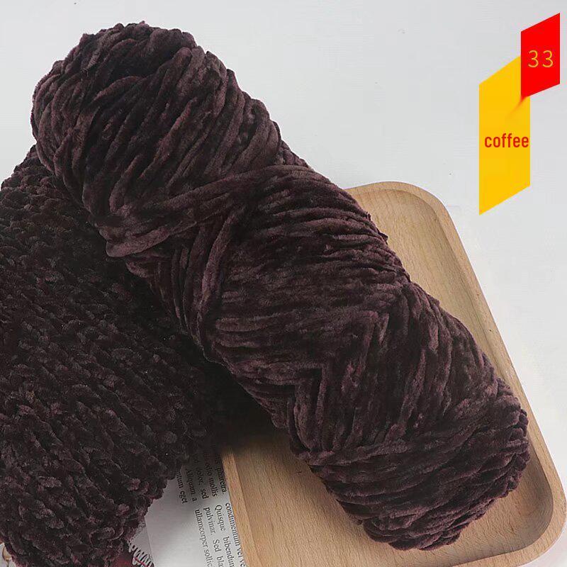 Chenille Golden Silk Velvet Yarn Ball - Medium Thick Glossy Yarn for Hand Knitting and Crochet Slippers.