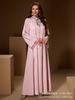 Elegantes Langarm-Perlenkleid mit eingelegten Diamanten, erhältlich 2025