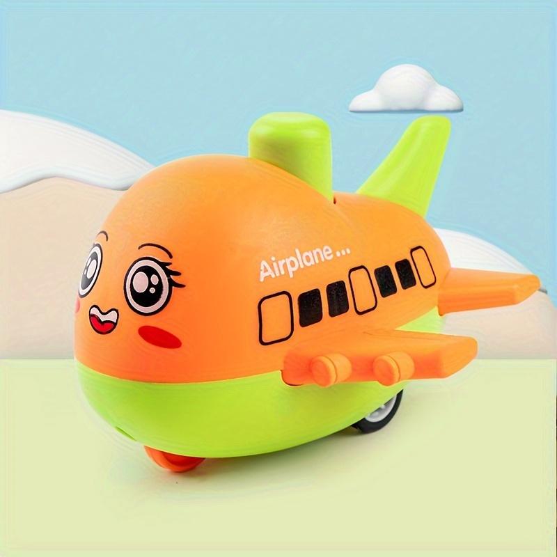 1pc FunPlay Cartoon Airplane Model Toy for Kids, Plastic Press and Glide Vehicle,Battery Free,No Special Features,Limited Control Range Mixed Colors