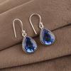 Tanzanite Gemstone 925 Sterling Silver December Birth Stone Jewelry Handmade Earrings 1.5" AEE-2-10