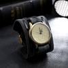 Men Watches Punk Retro Decorative Wide Strap Quartz Watch Male Clock Leather Bracelet Male Quartz Wristwatch Relógios Masculino