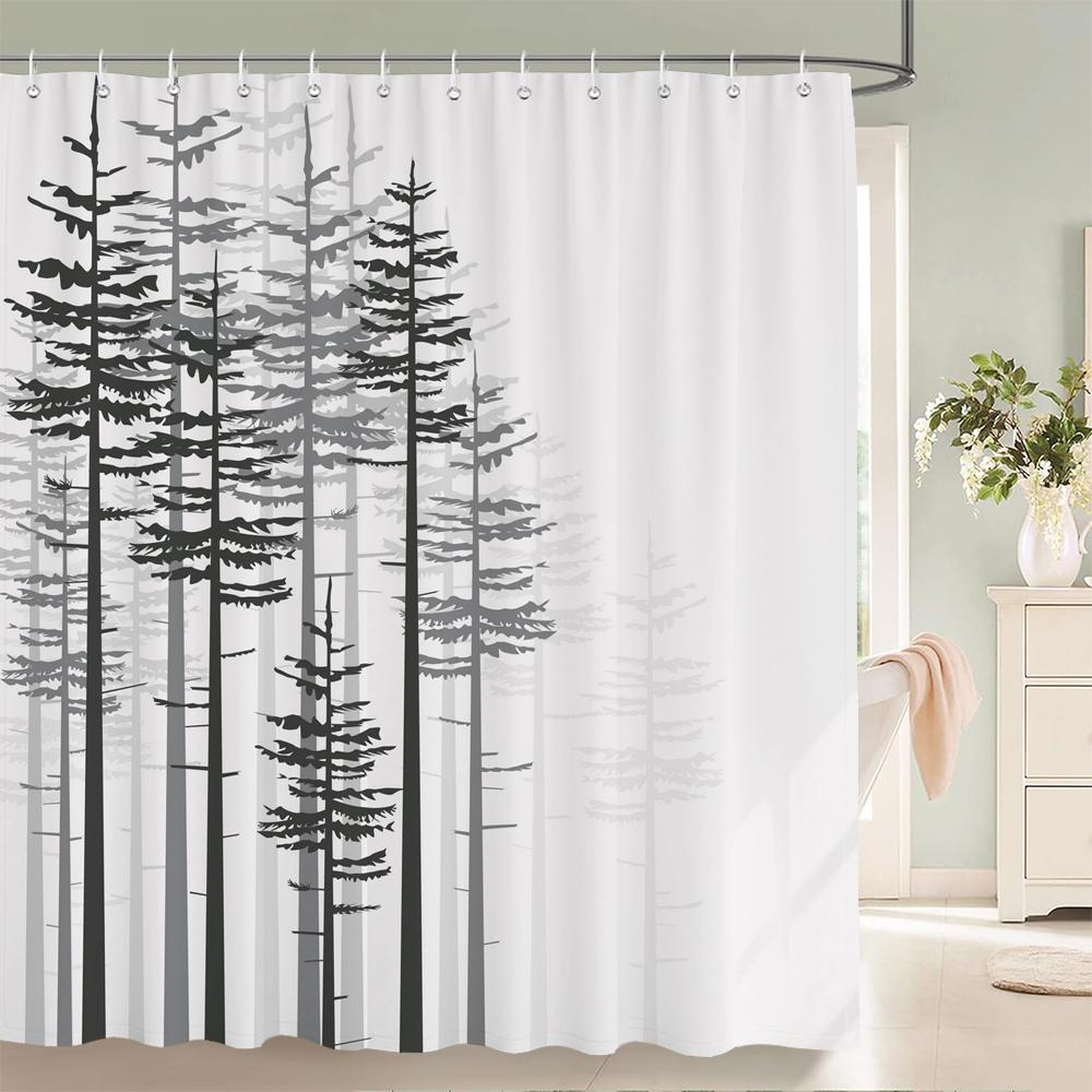 Leaves Plant Tree leaf Small Fresh Shower Curtains Bathroom Curtain Frabic Waterproof Polyester Decor Bathtub Screen with Hooks