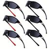 6 Pairs of Men's Fashionable Surround Style Sunglasses Durable Collision Resistant and Impact Resistant