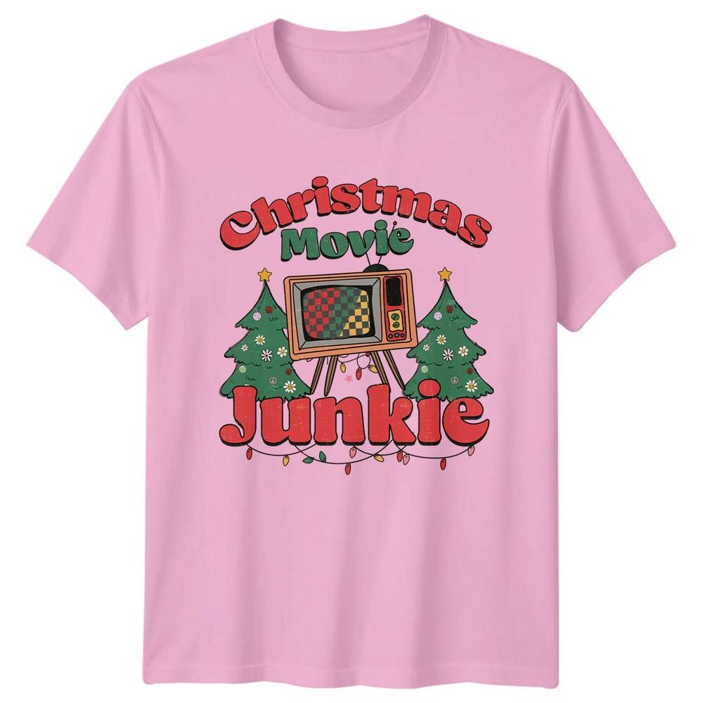 Christmas Movie Junkie Christmas Holiday Unisexs Unisexs Graphic Tee Shirt