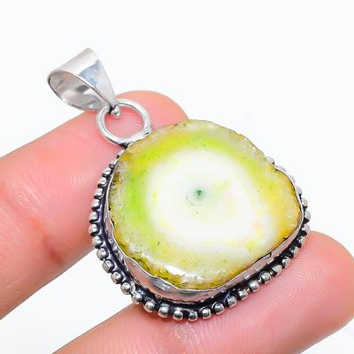 Natural Yellow Solar Quartz Gemstone 925 Sterling Silver Pendant 1.58" L3m85