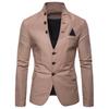 Herren Langarm Stehkragen Smoking Anzug Blazer 3 Knopf Tasche Slim Jacke Mantel