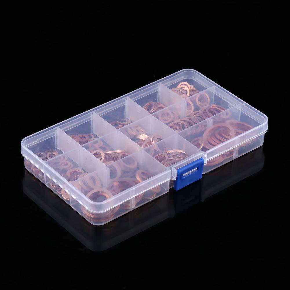 280pcs 12 Sizes Copper Flat Washer Plain Washers With Box Fitting for Screws Bolts Fasteners