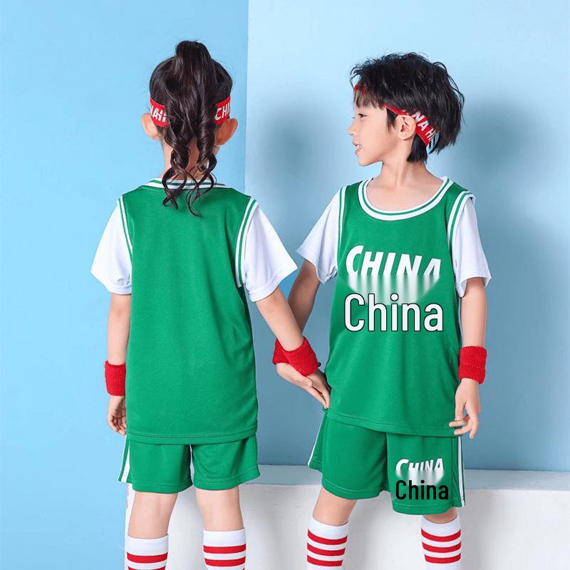 Children's Fake Two-Piece Basketball Uniform Set - Unisex Competition Jersey & Jump Rope for Sports Performance and Training.