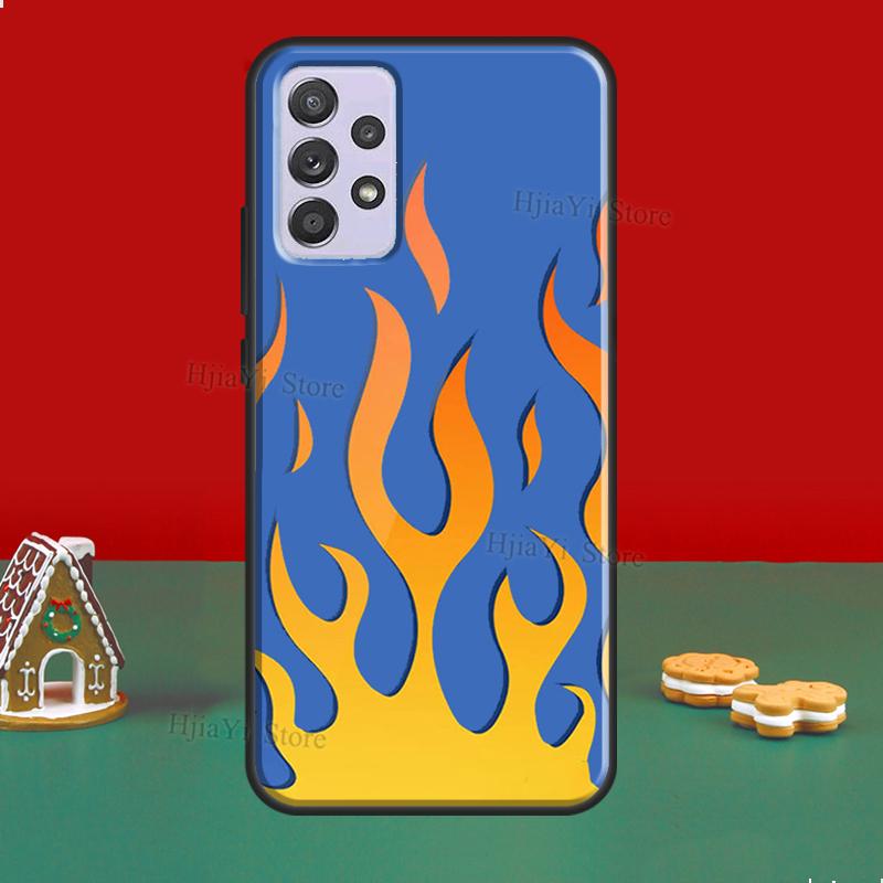 

Чехол для телефона с эстетичным пламенем, светло-голубым и огненно-розовым цветом для Samsung A52 A12 A32 A42 A72 A51 A71 A31 A11 A40 A50 A70 A02S A21S Samsung A72