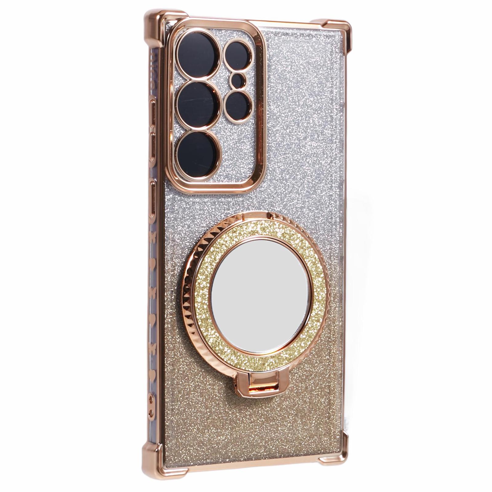 

Чохол-підставка з блискітками та градієнтом з ТПУ для Samsung Galaxy S23 Ultra Gold