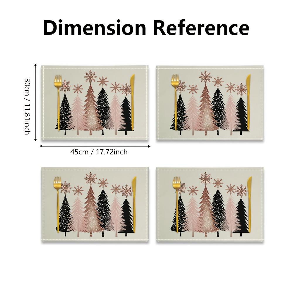 2/4/6/8pcs Suige Home Christmas Placemats - Festive Snowflake and Tree Design, Durable Polyester Placemats, Machine Washable, Rectangular Shape, Perfe
