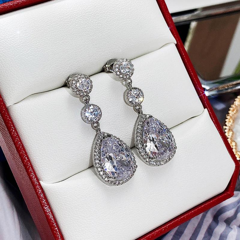 CAOSHI Delicate Temperament Drop Earrings for Women Exquisite Female Brilliant Zirconia Elegant Lady Wedding Party Accessories