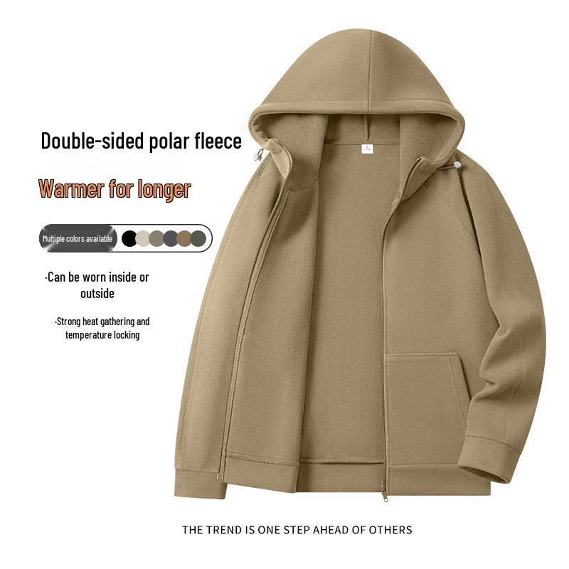 Men s 500G Heavyweight Hooded Fleece Jacket with Thick Velvet Lining - Windproof 2026 Autumn/Winter Collection M