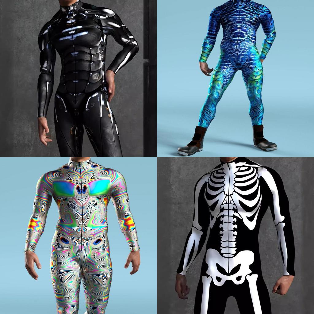 Halloweenský 3D digitálně potištěný body pro dospělé na cosplay a kostýmové párty