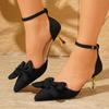 Fashion White Pointed Toe Boaknot Sandals Women 2025 Thin High Heels Mary Jane Shoes Woman Eelgant Ankle Buckle Wedding Party Shoes 42