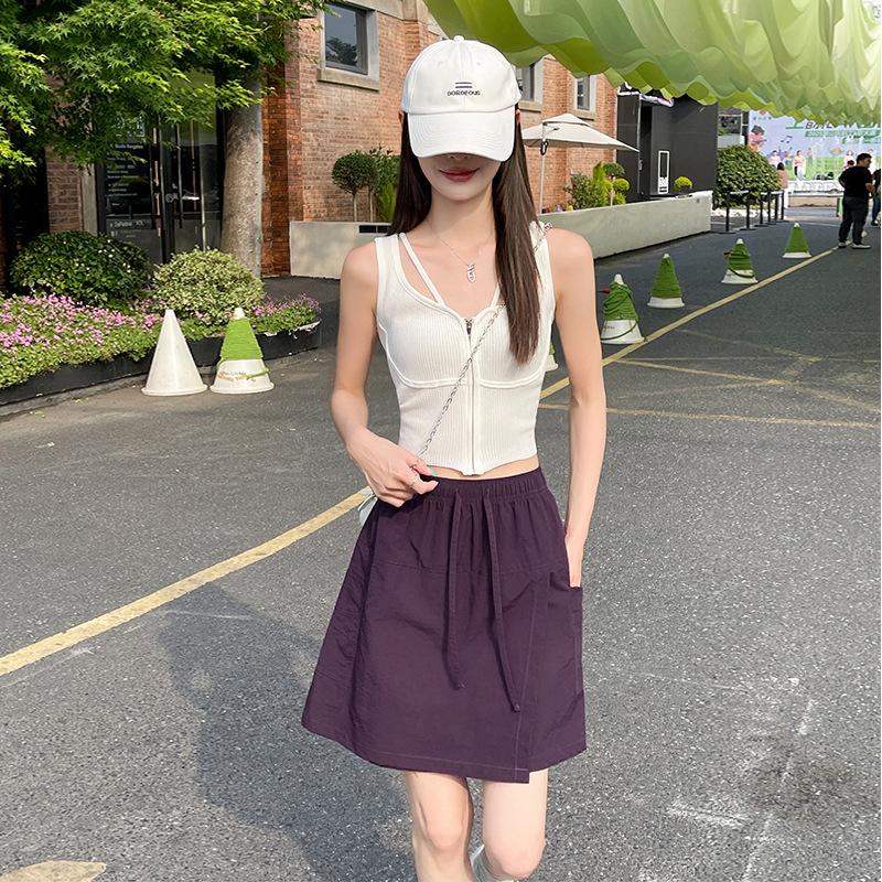 Korean Short Skirt White Skirt Women's Summer New Fashion Casual Anti-exposure Lining Skirt Straight Skirt