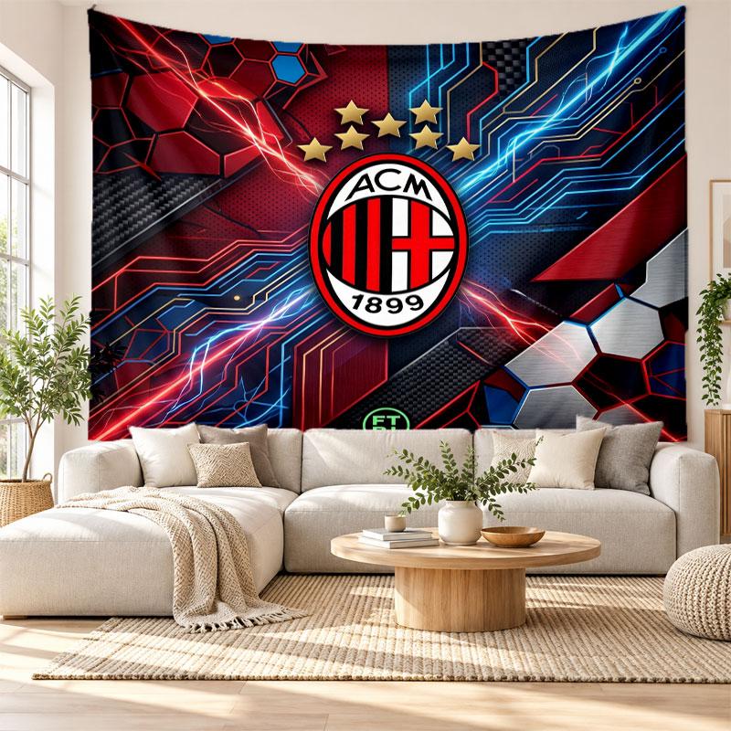 Tapeçaria de Parede AC Milan, Pendente de Parede em Tecido Macio, Fundo Decorativo Para Quarto Arte de Parede para Casa