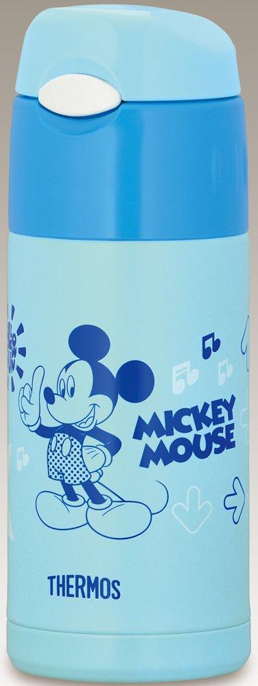 Thermos Vacuum Insulated Straw Disney Mickey Open Sky SKY Bottle, Mouse, One-Touch Type, 0.36L, Blue, FFI-401FDS