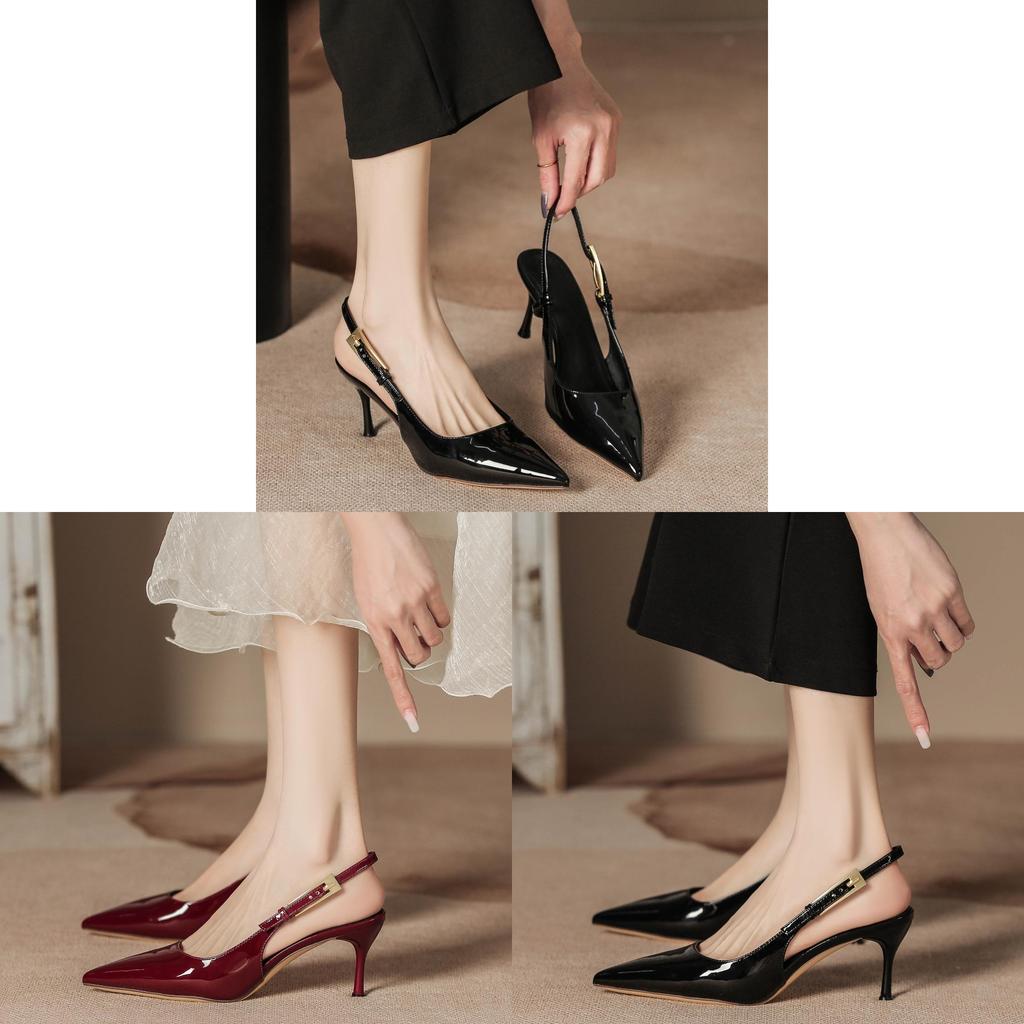 High Heel Womens Sandals With Metal Thin Heel Pointed Toe For Spring Style