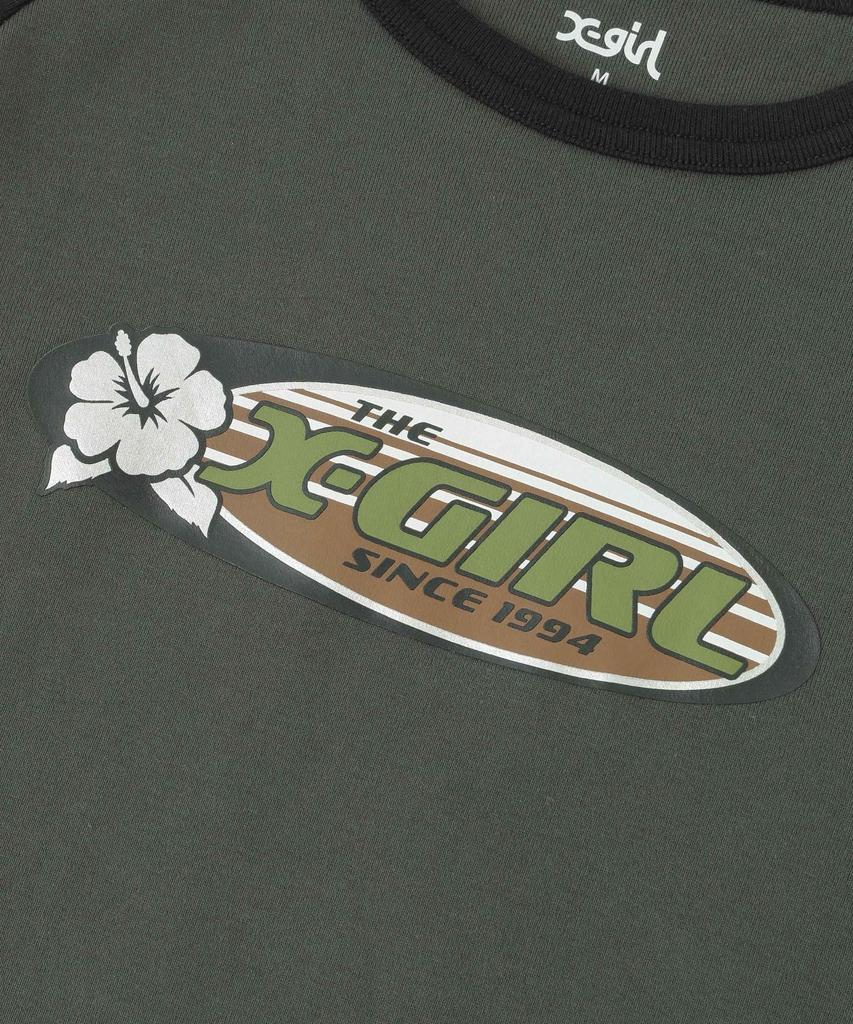 Casual Hibiscus Oval Logo Raglan Baby Tee In Charcoal X-girl