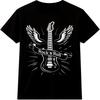 T-shirt Rock N Roll Grafica Chitarra Ali Maglietta Vintage Musica Band Rocker Camicia