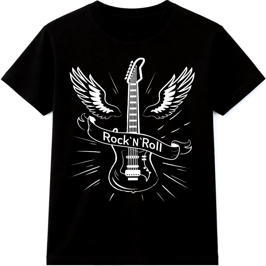 Rock N Roll T Shirt Guitar Wings Graphic Tee Vintage Music Band Rocker Shirt XXXXL