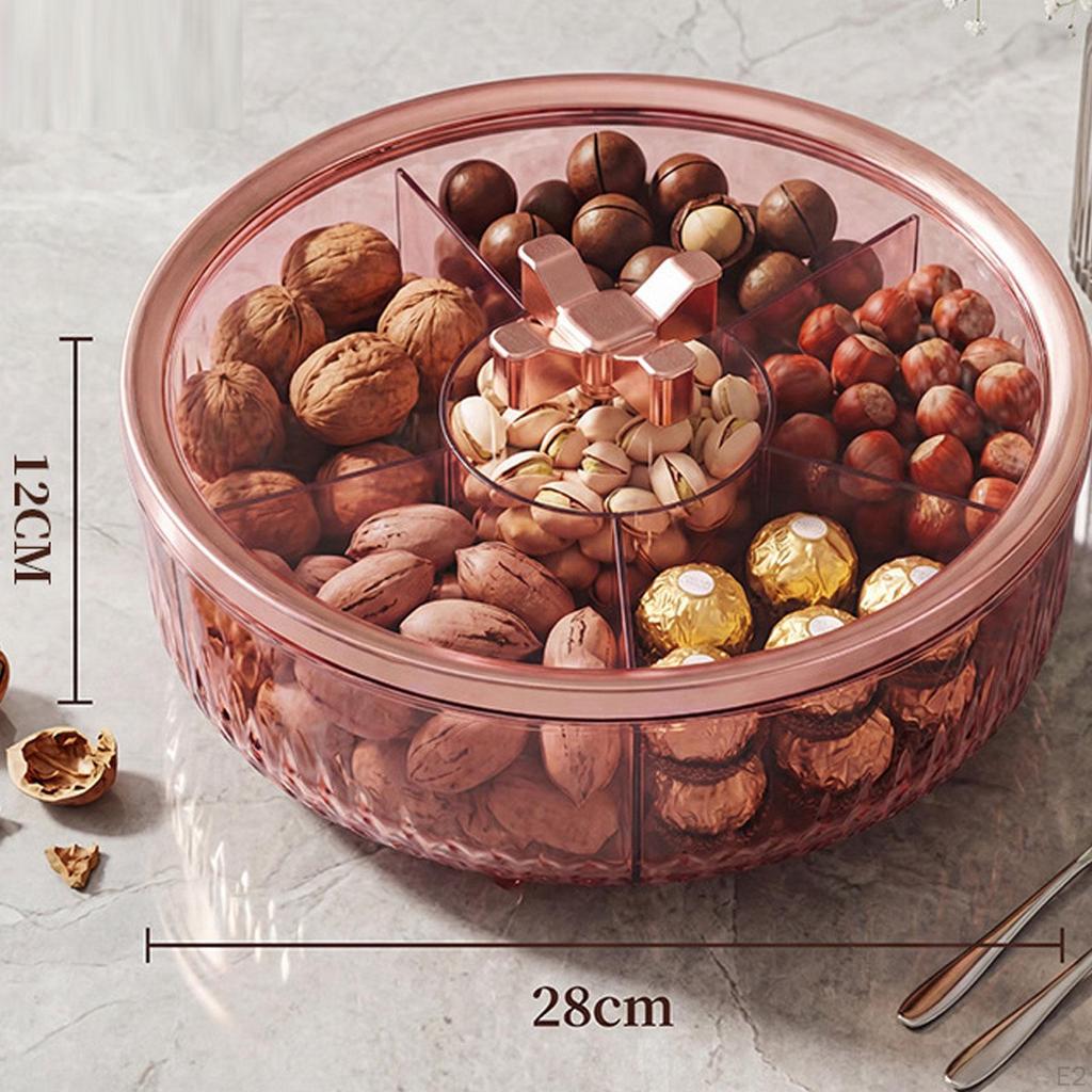 Bandeja de Servir de 5 Compartimentos, Portátil, con Tapa, a Prueba de Polvo, Ideal para Aperitivos, Galletas y Verduras