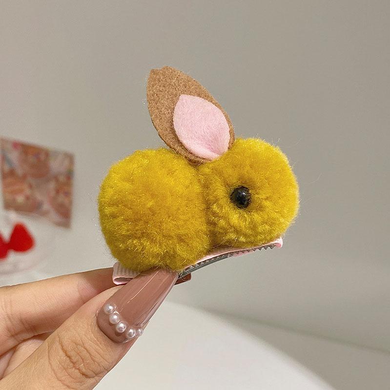 Autumn And Winter Cartoon Children'S Hairpin Three-Dimensional Plush Cute Bunny Hairpin Baby Does Not Hurt Hair Side Clip Hair Accessories Girl