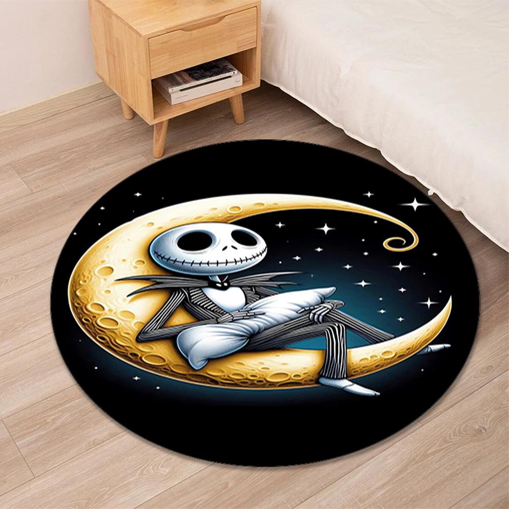 The Nightmare Before Christmas Printed Round Rug Carpet Chair Rug Area Rug Entryway Doormats,for Office Chair Living Room Bedroom Kitchen Room.