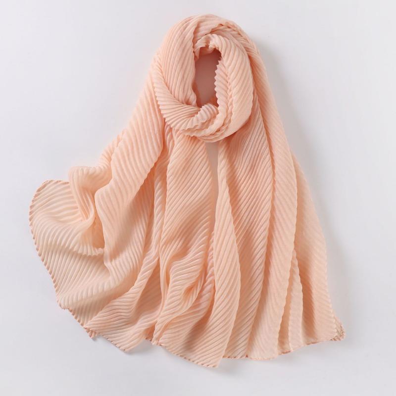 Large Size Pleated Hijab Scarf For Women Muslim Daily Wear