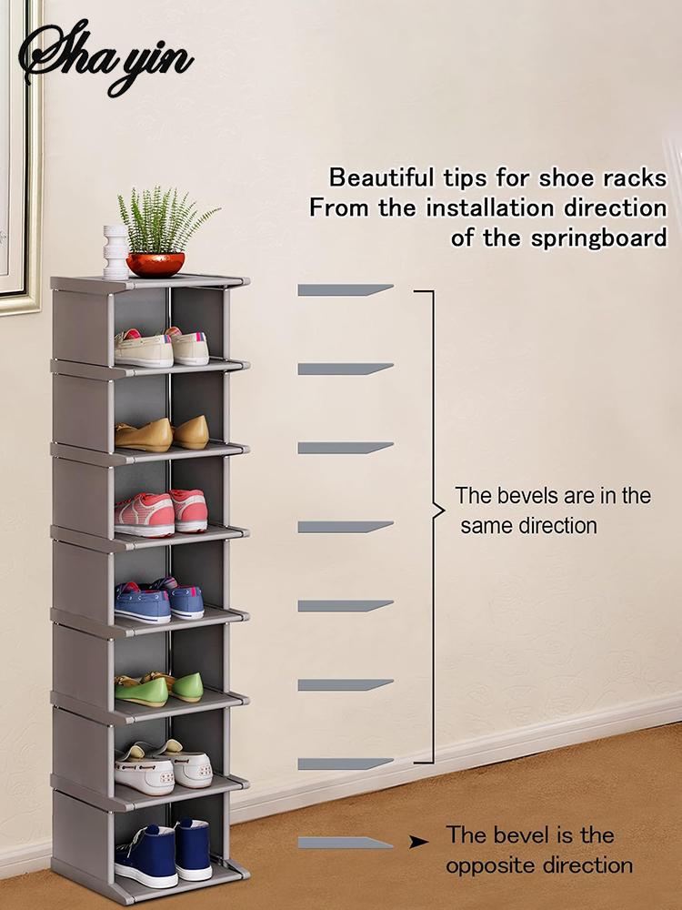 8/4 Tiers Shoe Rack  Vertical Narrow Shoe Shelf Storage Organizer Sturdy Space Saving Tall Narrow Shoe Rack for Entryway Closet