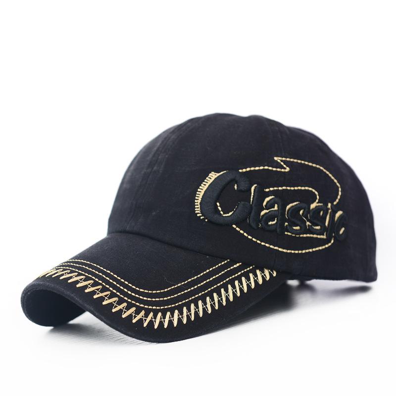 Men's Korean Style Distressed Baseball Cap with Retro Letter 3D Embroidery