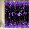 Boziqr Fabric Purple Shower Curtain, Get Naked Shower Curtains for Bathroom, Funny Cute Art Fonts Words Bath Curtains Women Girls Bathroom Decor, No