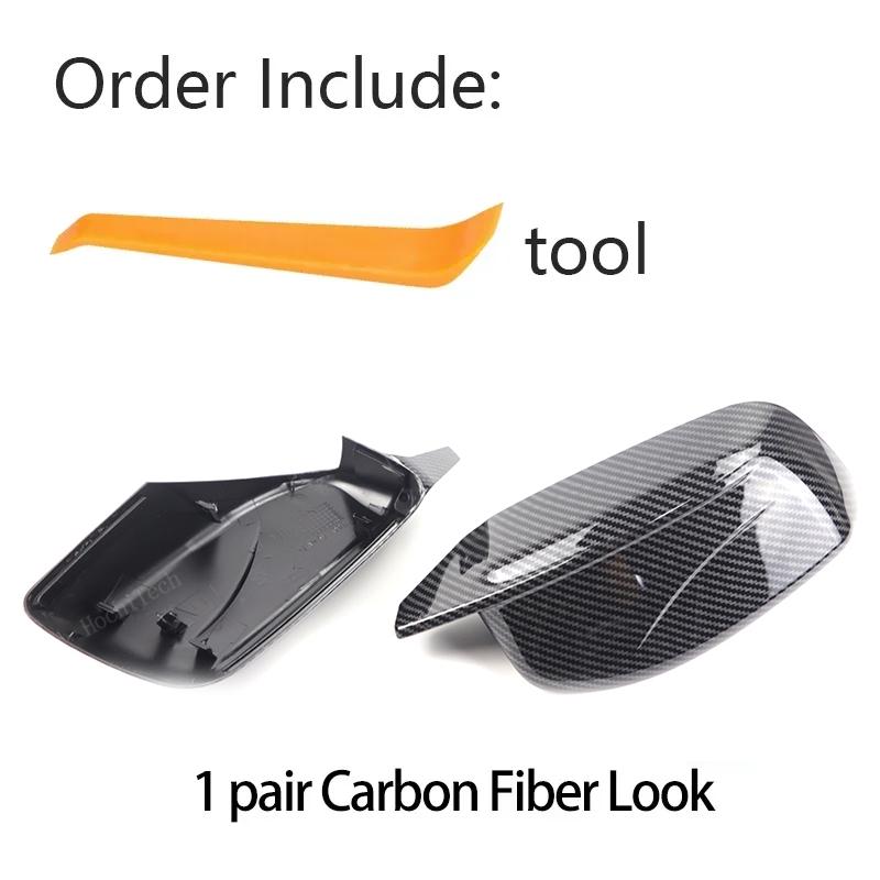 Carbon Fiber Style Black Rearview Side Mirror Cover Caps for BMW 5 Series E60 E61 E63 E64 2004-2008 New M Design