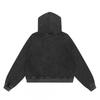 Unisex Oversized Hooded Zip-Up Sweatshirt Vintage American Retro Style Cotton Long Sleeve Casual Top