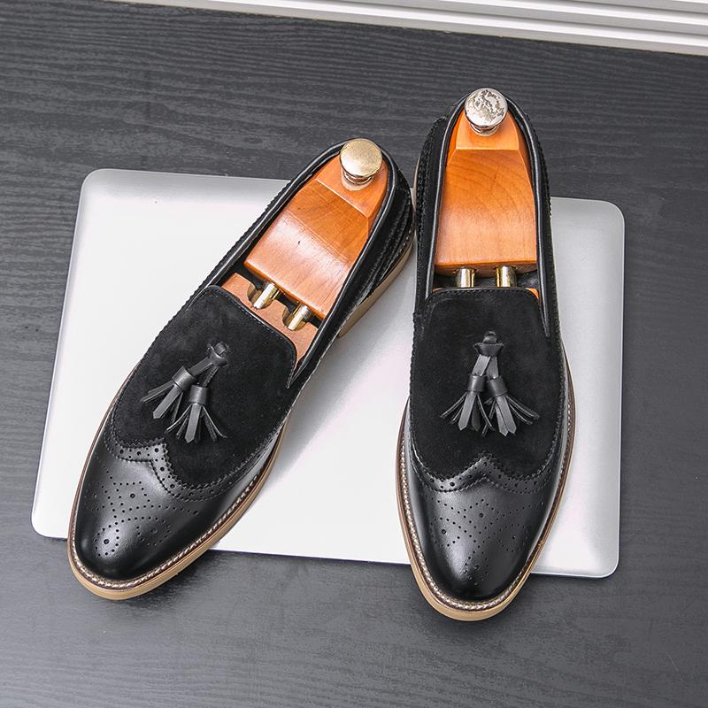 Zapatos Elegantes Formales de Moda Casual para Hombre Zapatos Elegantes Formales Mocasines Slip-on para Vestir de Noche Fiesta Borlas Zapatos de Cuero Zapatos de Boda