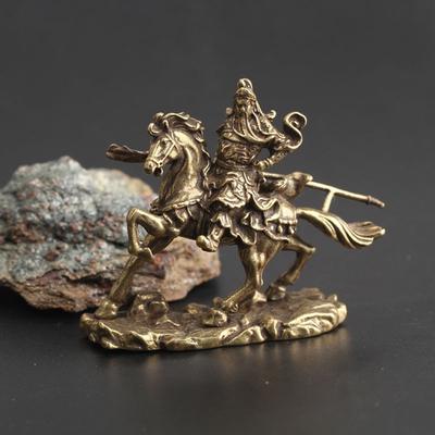 Brass Chinese God of Wealth Riding Horse Guan Gong Statue Home Decoration Accessories Copper Office