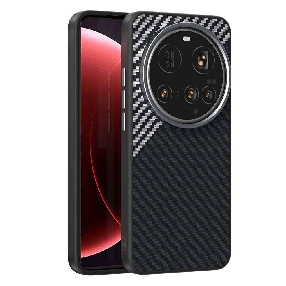 

ABEEL Чохол для Xiaomi 15 Ultra Сумісний з MagSafe Текстура вуглецевого волокна Задня кришка Black/Silver