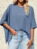 Womens Oversized Batwing T Shirt Short Sleeve Asymmetric Hem Tunic Top