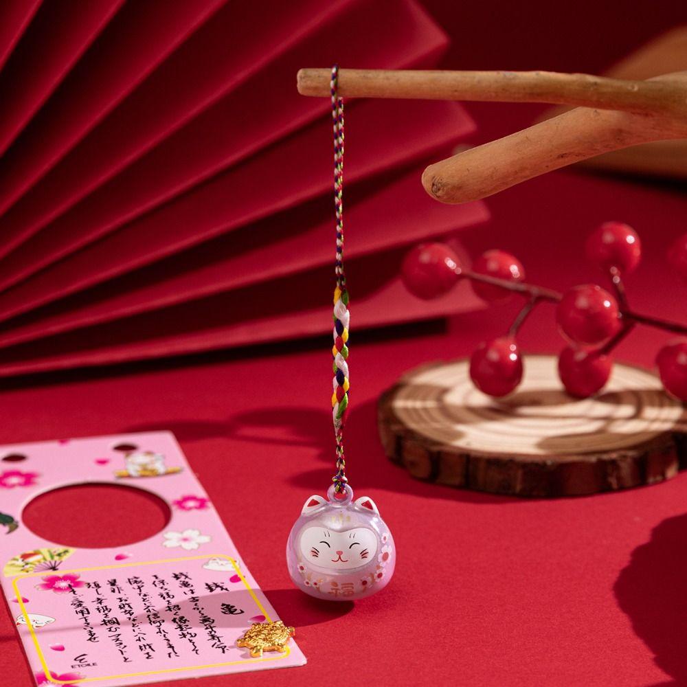 Bring Wealth Cat Bells Pendant Cat Daruma Bells Pendant Key Chain  Handbag Accessories