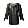 Women's Top Loose Casual V-neck Color Blouses Bell 3/4 Sleeve T-shirt