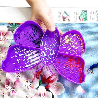 1 Set Diamond Painting Tray Multi-compartment Design Large Capacity Butterfly Shape Tray DIY Art Craft Supplies