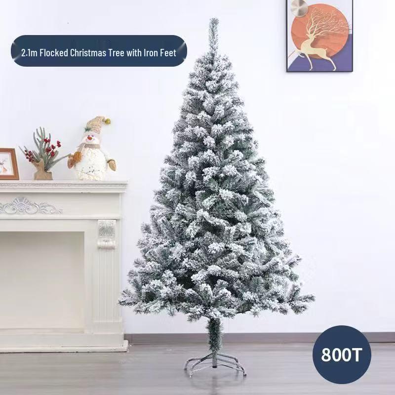 Luxury Flocked Christmas Tree Package: 1.2/1.5/1.8/2.1 Meters - Dense Snowfall Decoration