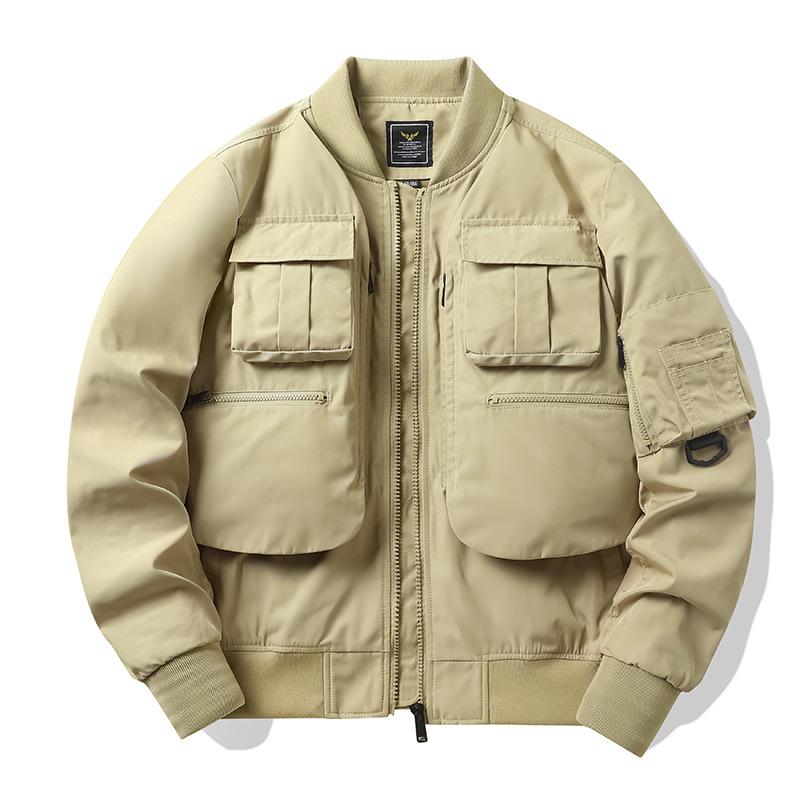 Jacket Men's American Vintage Baseball Jacket Multi-Pocket Tooling Jacket Tri-proof Charge Top