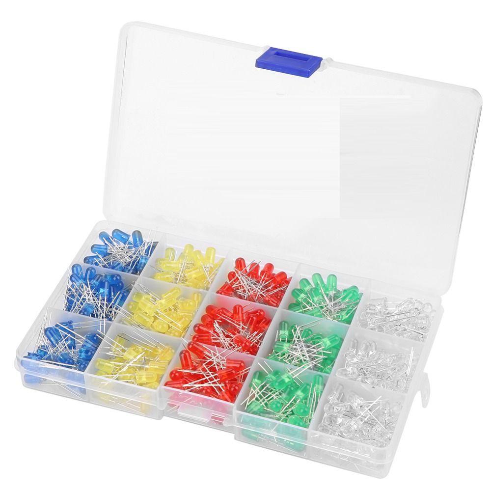 500PCS 5mm LED Light Diodes Storage Box Light Emitting Diodes LEDs Assorted Colors  Repair Equipment