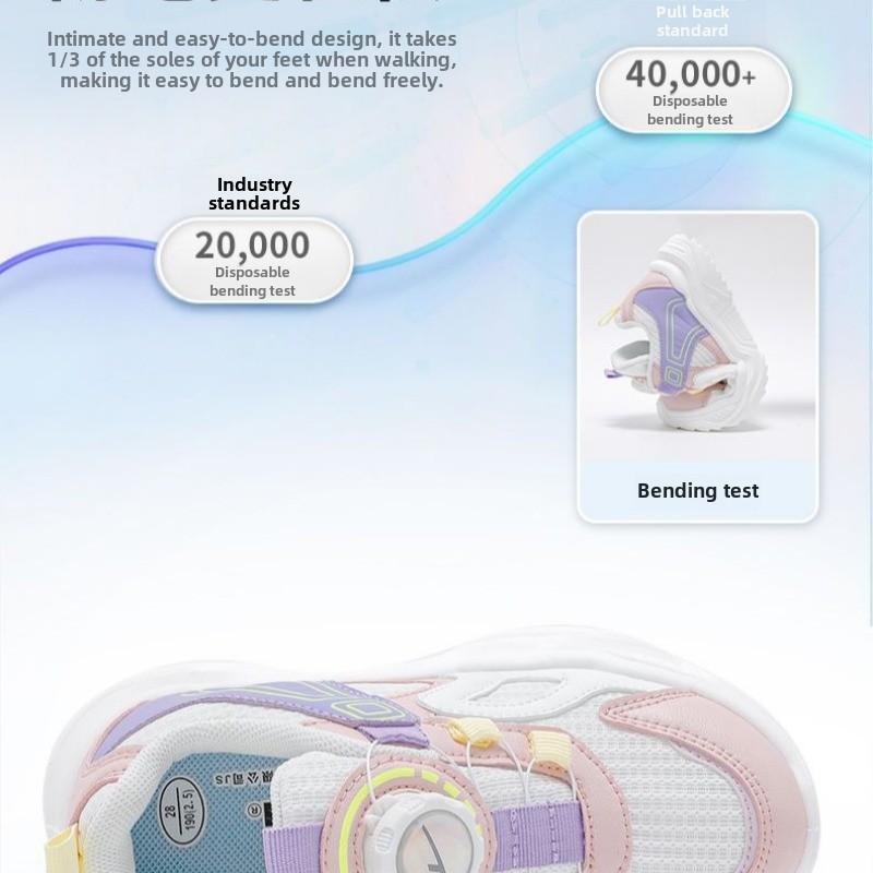 Warrior Sports Shoes Spring Autumn and Winter Rotating Buckle Casual Shoes Girls Soft-soled Breathable Running Shoes