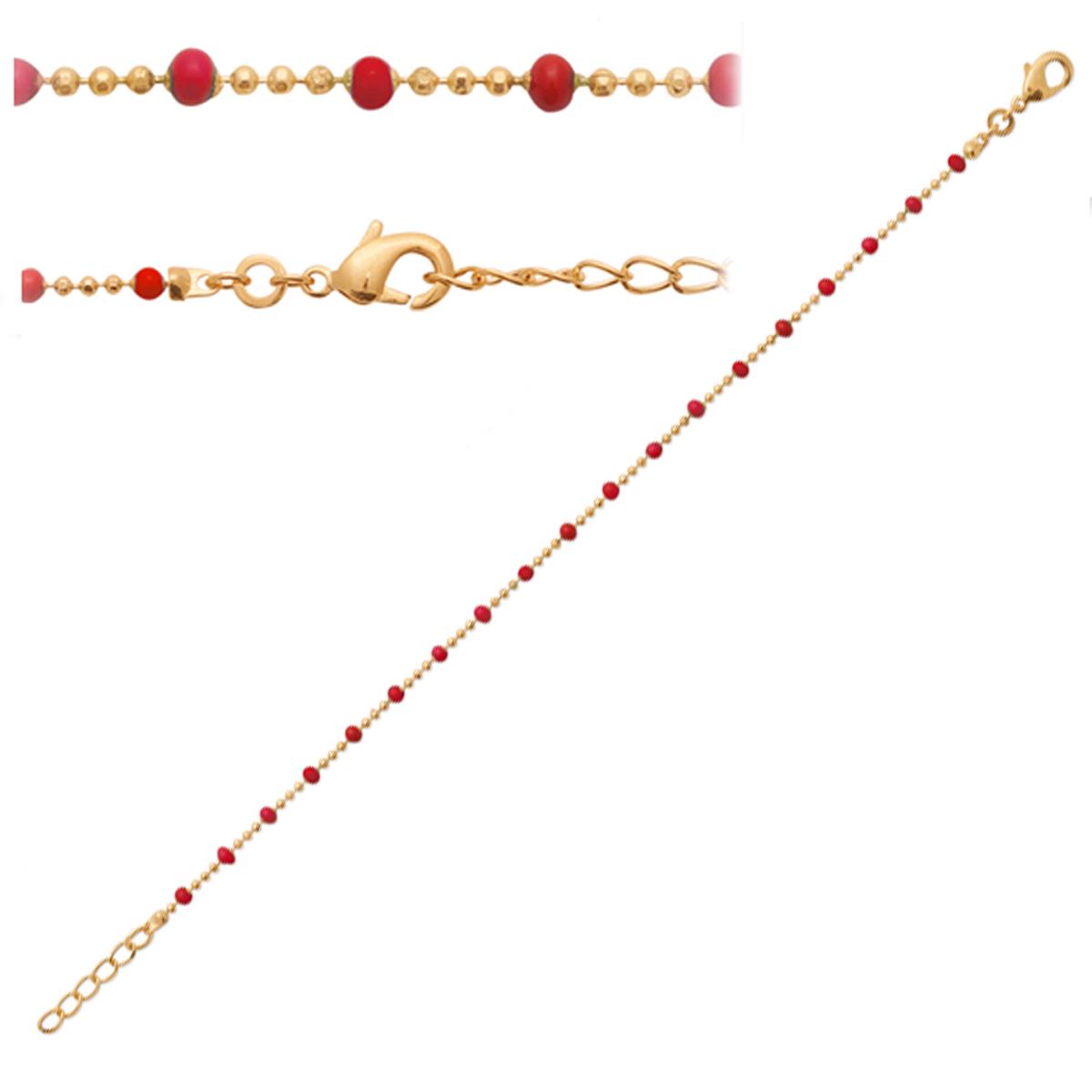 

Les Trésors De Lily [Q3742] - Позолоченный браслет «Бохо», красное золото (бусины) - 18 см - 2 мм